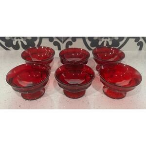 Vintage Viking Glass "Honeycomb" Ruby Red Sheberts Set of 6